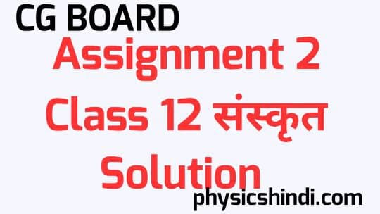 Assignment 2 Class 12 Sanskrit Solution CG Board