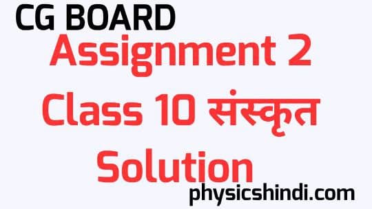 Assignment 2 Class 10 Sanskrit Solution CG Board