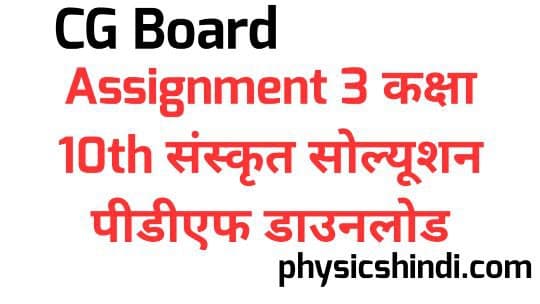 CG Board Assignment 3 Class 10 Sanskrit Solution PDF Download 2021