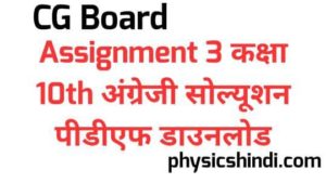 CG Board Assignment 3 Class 10 English Solution PDF Download 2021