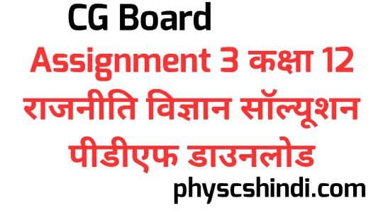 CG Board Assignment 3 Class 12 Political Science Solution PDF Download 2021