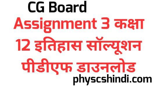 CG Board Assignment 3 Class 12 History Solution PDF Download 2021