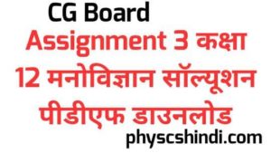 CG Board Assignment 3 Class 12 psychology Solution PDF Download 2021