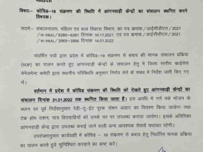 Operation of all Anganwadi centers in Madhya Pradesh stopped