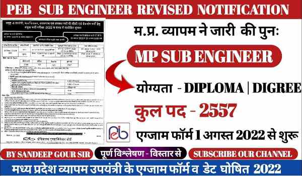 MP Vyapam Sub Engineer Vacancy 2022
