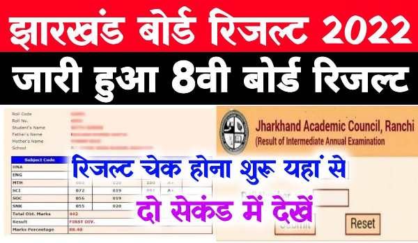 jharkhand board Class 8th Result 2022